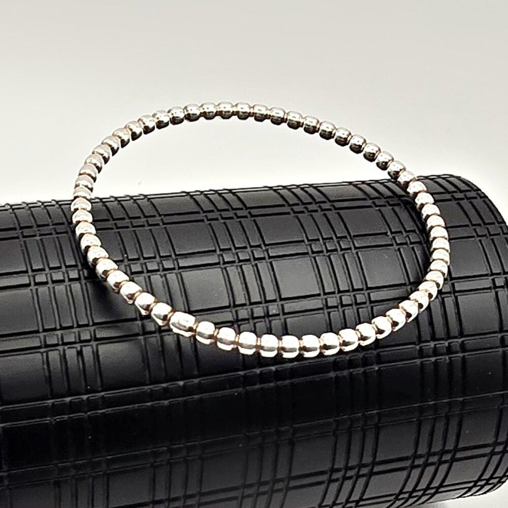 Sterling Bead Bangle Bracelet - Picture 3 of 4